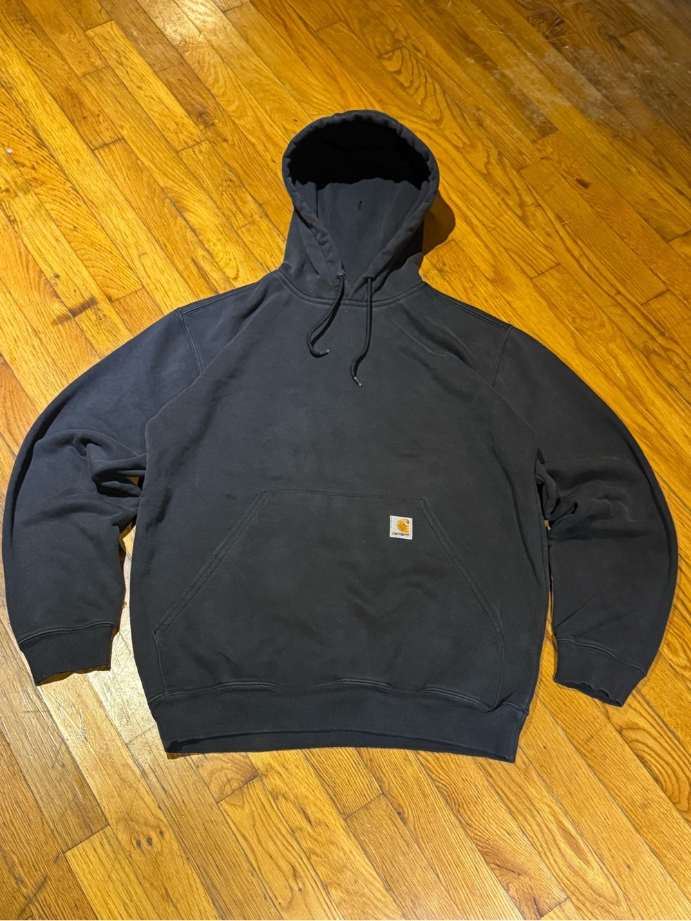 Vintage Carhartt Embroidered Logo Black Pullover Hoodie (M)